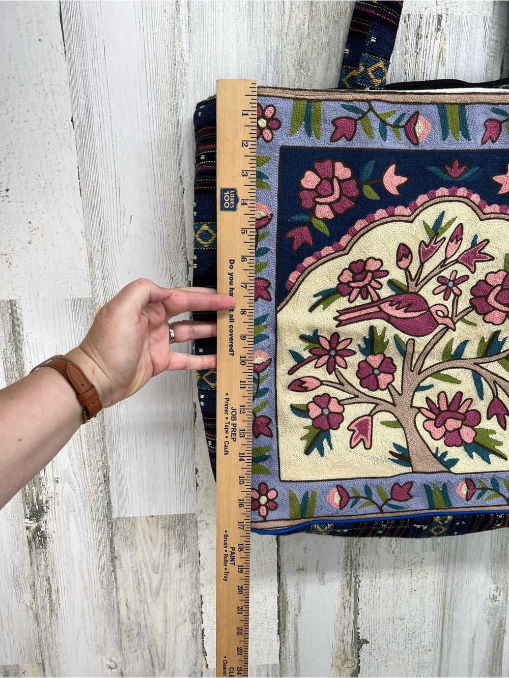 Kashmiri Style Tree of Life Embroidered Tapestry Tote Bag - Picture 3 of 7